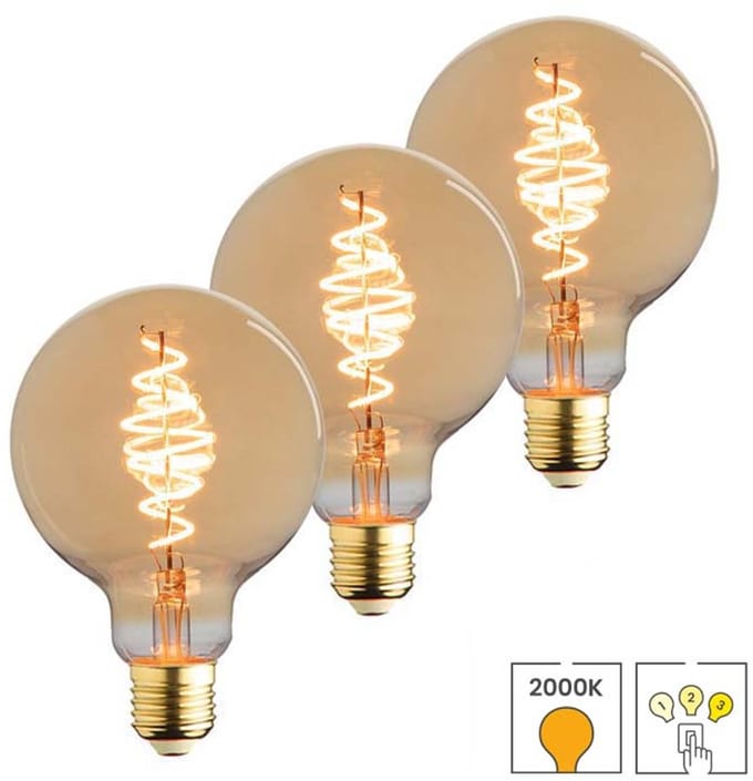 Lybardo - E27 LED Lamp - 3-pack - 3 staps Dimbaar - 3.5W - 2000K Extra Warmwit Licht