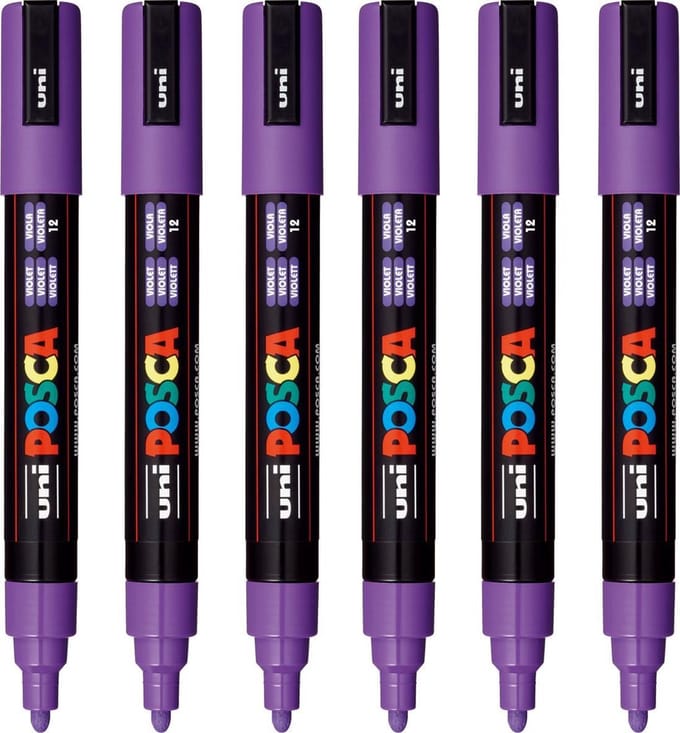 Posca - Verfstift posca pc5m m paars | 6 stuks
