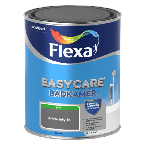 Flexa Easycare Keuken- En Badkamerverf - Mat - Antracietgrijs - 1l