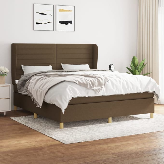 vidaXL - Boxspring - met - matras - stof - donkerbruin - 160x200 - cm