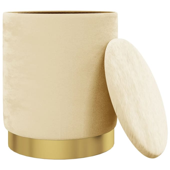 vidaXL - Hocker - met - opbergruimte - rond - fluweel - 31 - x - 37 - cm - abrikooskleurig