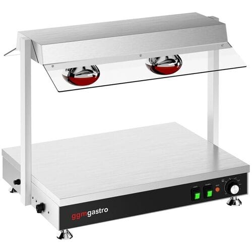 GGM Gastro Warmhalteplatte Edelstahl - 1 kW - mit 2 Infrarot-Wärmelampen