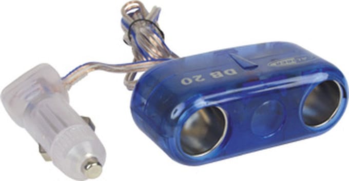 Caliber Accessoire | DB20 | 2weg | 12 Volt splitter | blauw