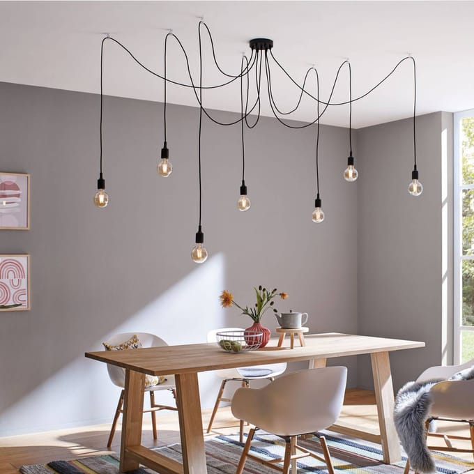 Neordic Hanglamp Ketil E27 max. 7x60W Zwart dimbaar Silicon, Metaal