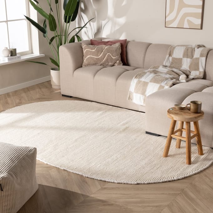 NATURL. Ovaal wollen vloerkleed - Feline Wit - 152x245cm