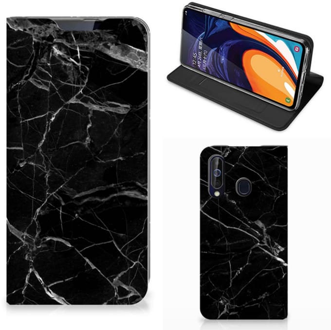 Samsung Galaxy A60 Standcase Marmer Zwart - Origineel Cadeau Vader