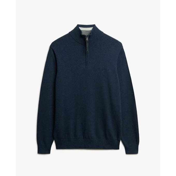 Superdry - Essentials Katoenen Trui met Halve Rits - Heren - Sweaters