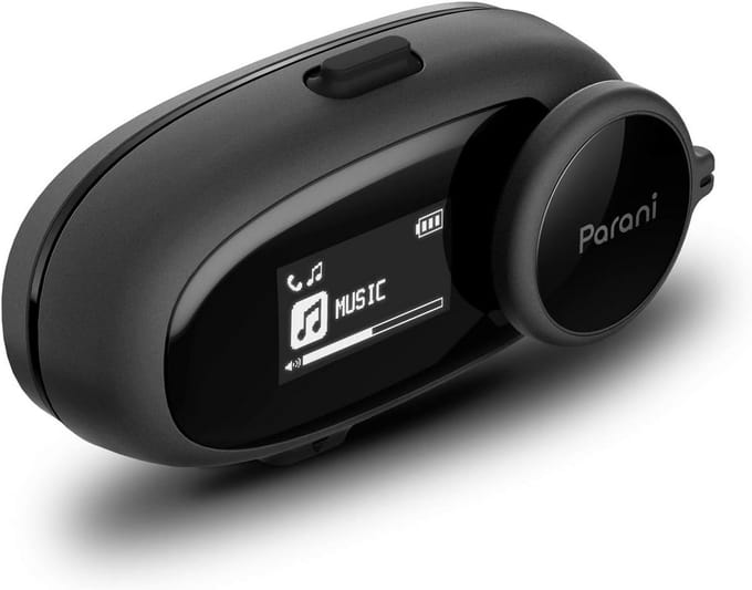 Bluetooth communicatiehoofdtelefoon voor motorfiets met bekabelde microfoon - Zwart