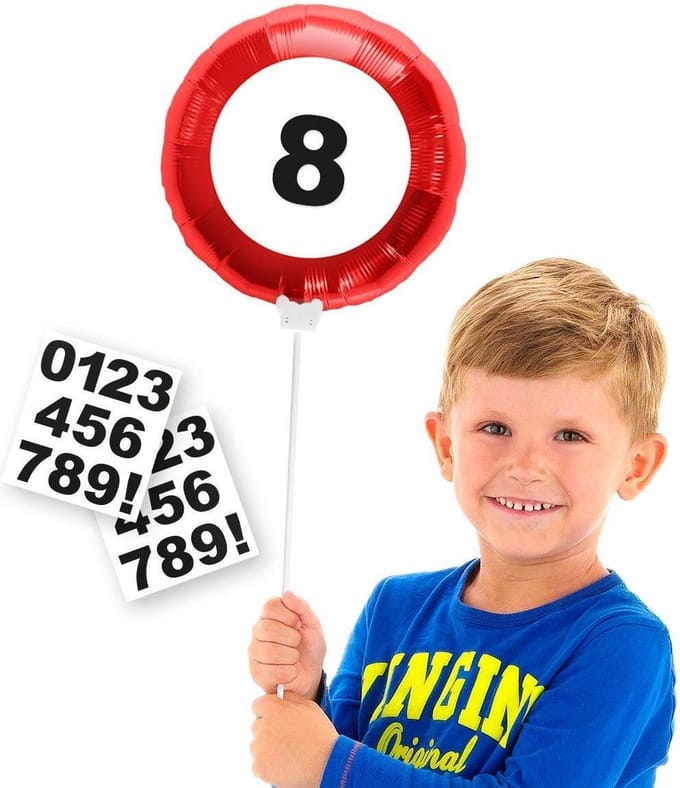 Folat - Leeftijd verjaardag folieballon met leeftijd cijfers stickers dia 23 cm