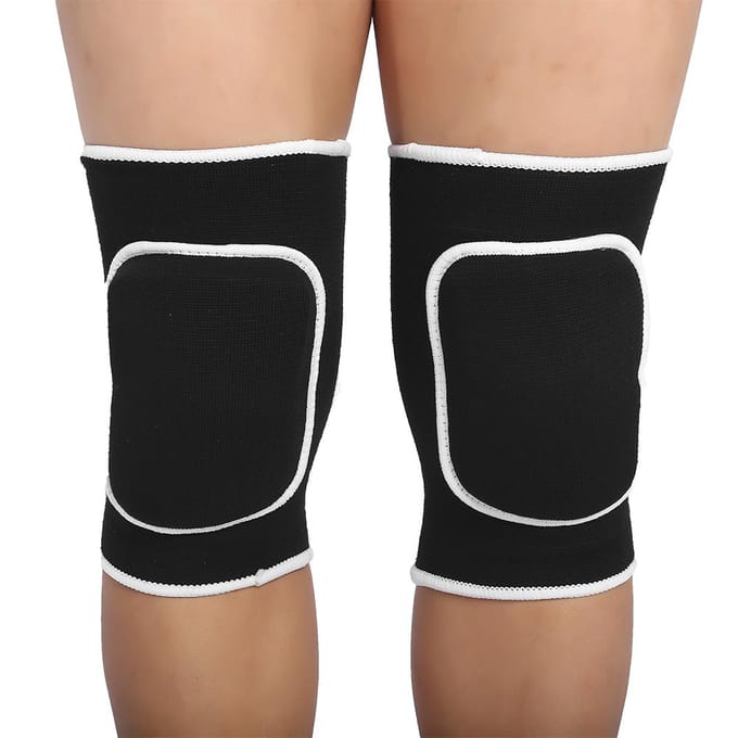 Unisex Elastische Kniebeschermer Wrap Beschermer Steunband (Zwart) white
