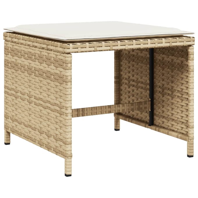vidaXL - Tuinkrukken - 4 - st - met - kussens - 40x40x35 - cm - poly - rattan - beige