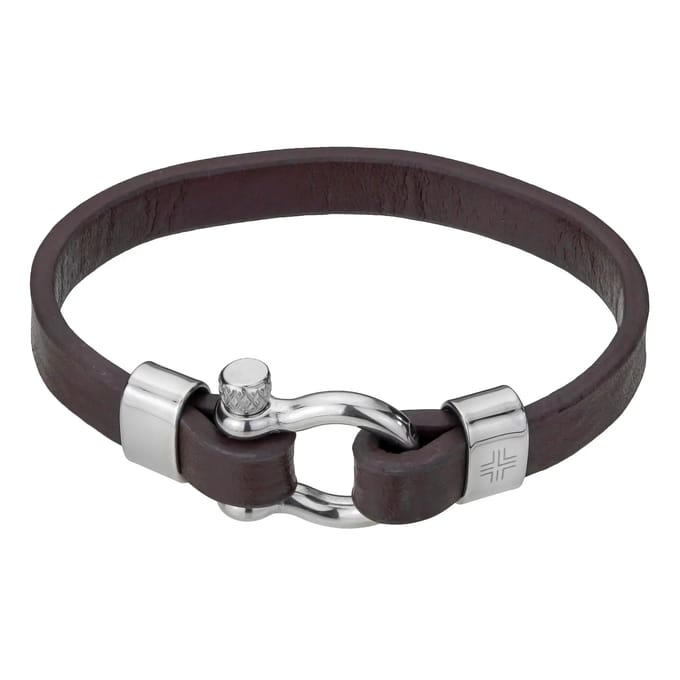 Echt leer en roestvrij stalen armband Philipp Blanc Paul