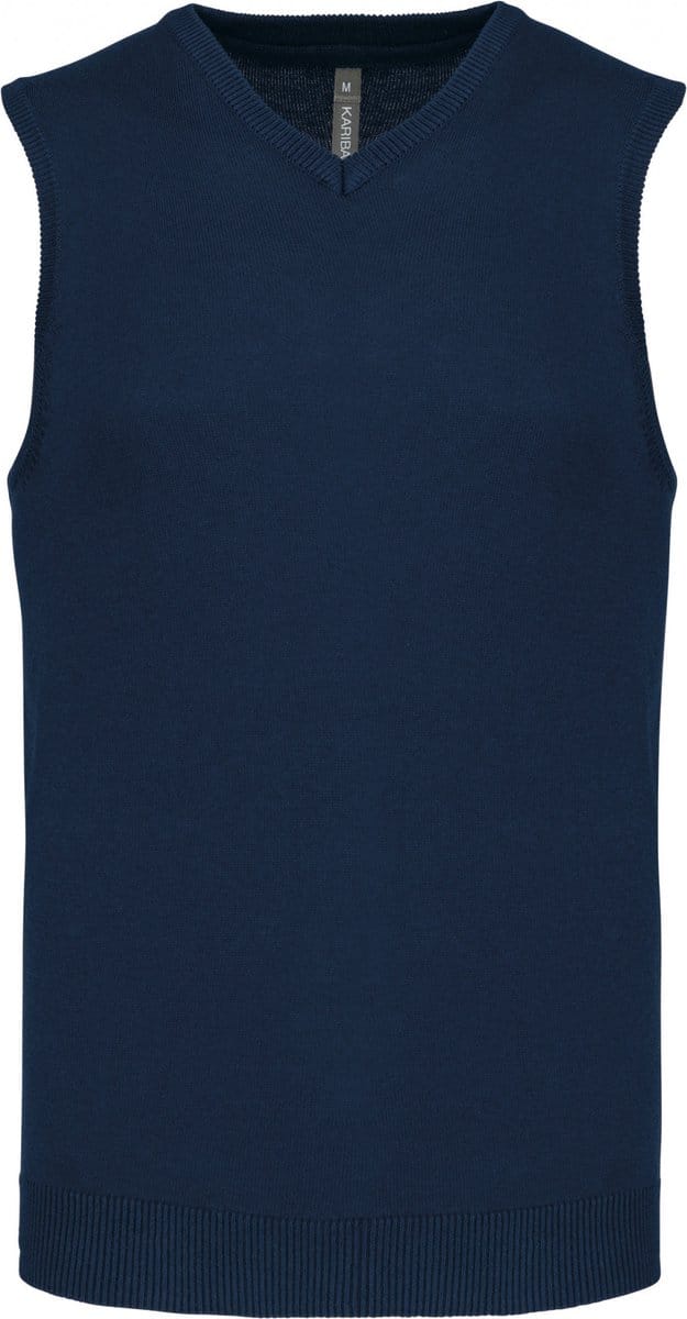 Pullover/Cardigan Heren S Kariban V-hals Mouwloos Navy 50% Katoen, 50% Acryl