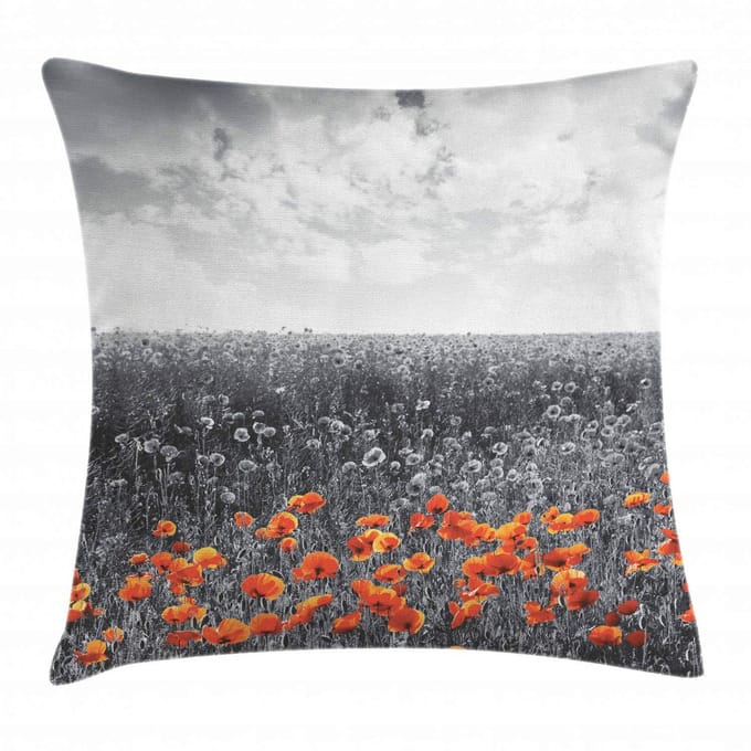 ABAKUHAUS Kussenhoes – Bloemveld-Graustinten – 60x60 cm – Dubbele print