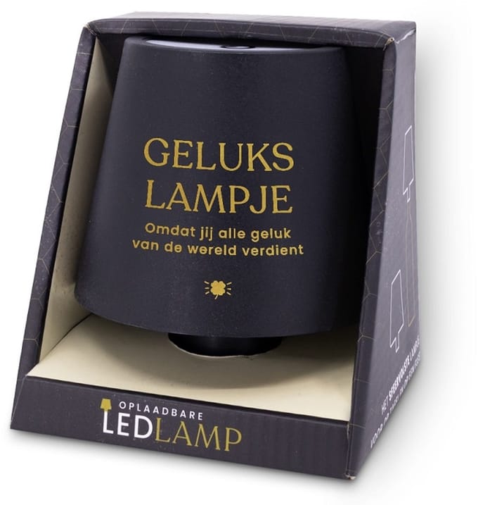 Oplaadbare Led Tafellamp - fleslamp - met tekst - Geluk