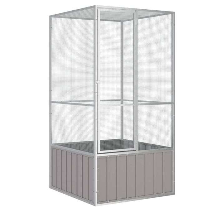 vidaXL Vogelkooi 111x107x211,5 cm gegalvaniseerd staal grijs
