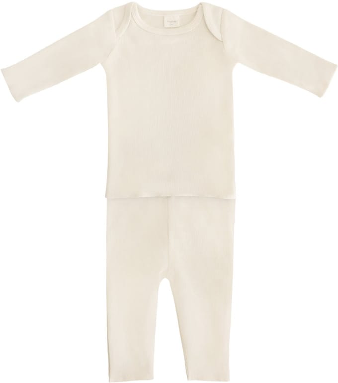 Mushie - Kledingset - Two Piece - Unisex - Ivory - 0/3 maanden