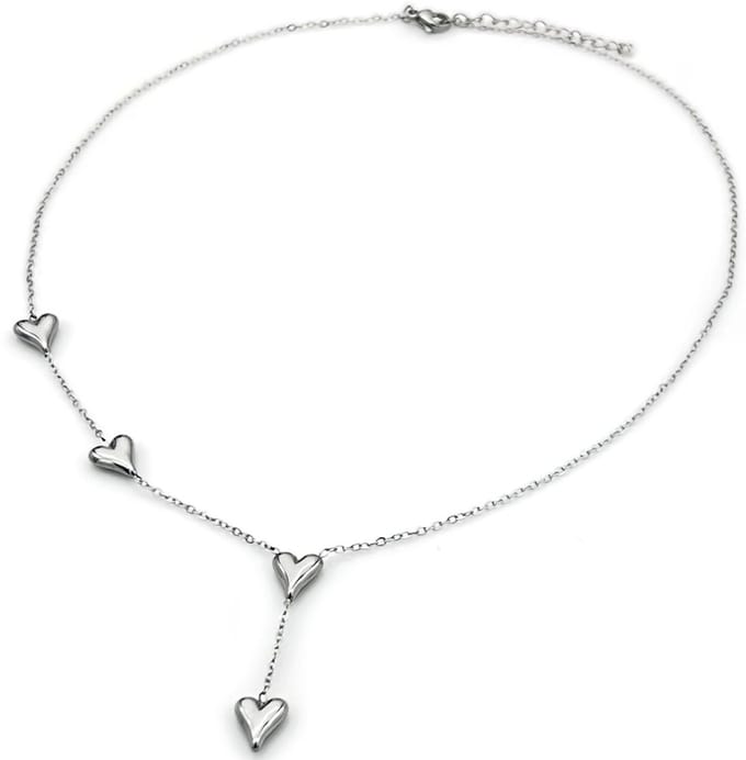 Ketting hartjes - RVS - 40-45 cm – valentijn – cadeau