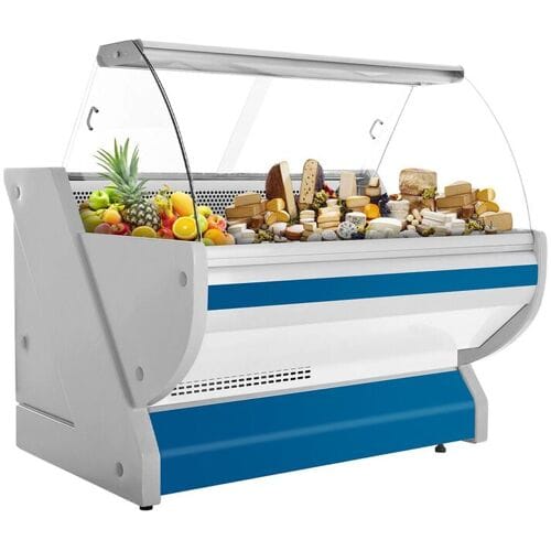 GGM Gastro Kühl-/ Fleischtheke - 1500mm - Blau - mit Fleischlicht & beleuchteter Frontblende