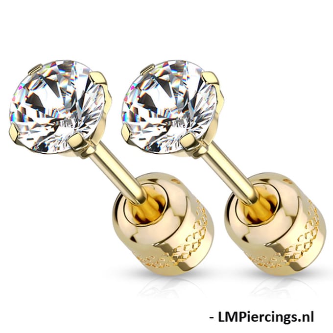 Oorbellen 2-zijdig te dragen 0.8x3 - goud - LMPiercings