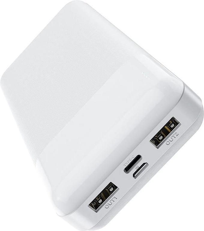 Hoco Powerbank 20.000 mAh Easy Travel - Krachtige QC 3.0 Snellader - 2x USB-A Uitgang & USB-C Input - Met LED Display - Wit