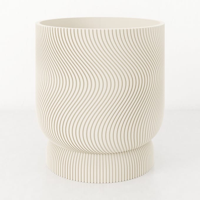 Fleuriek - Bloempot voor binnen - Beige gestreepte plantenpot van bio plastic - Ø12 cm