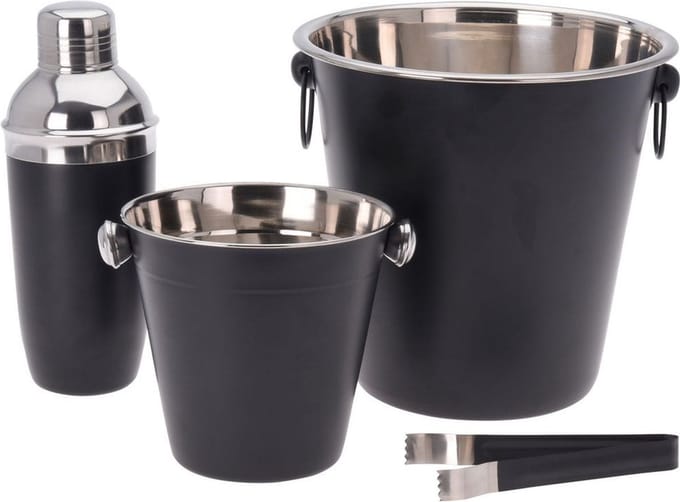 Cocktail Set Edelstaal Zwart 4 delig - Cocktailshaker - Cocktailset - Shaker