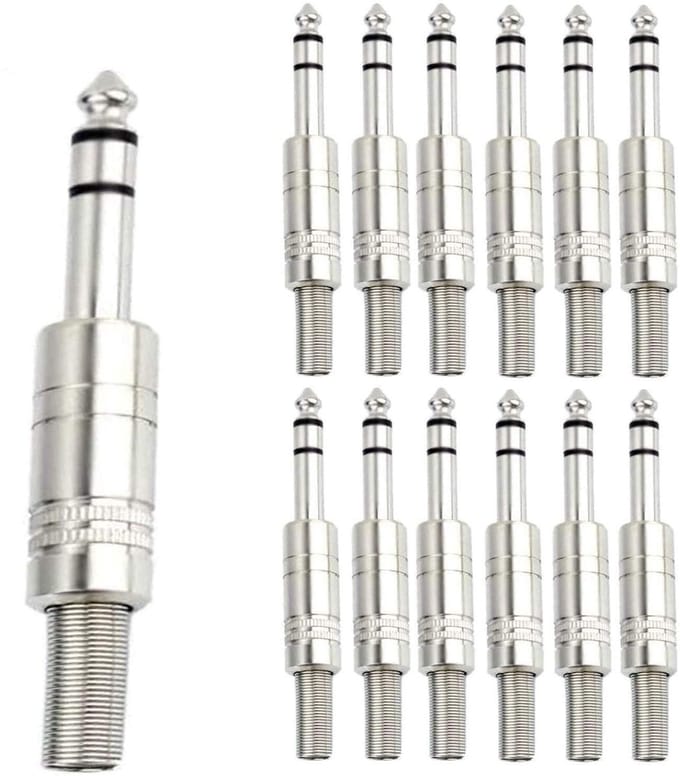 Dailygoody - 12pcs 6.35mm TRS Solder Connector Jack - Audio Plug voor DJ Mixer en Speaker Cables