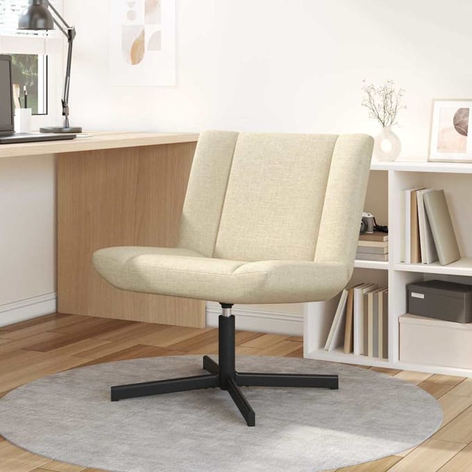 vidaXL - Draaistoel - Crèmekleurig - 63 - x - 75 - x - 76 - cm - Stof