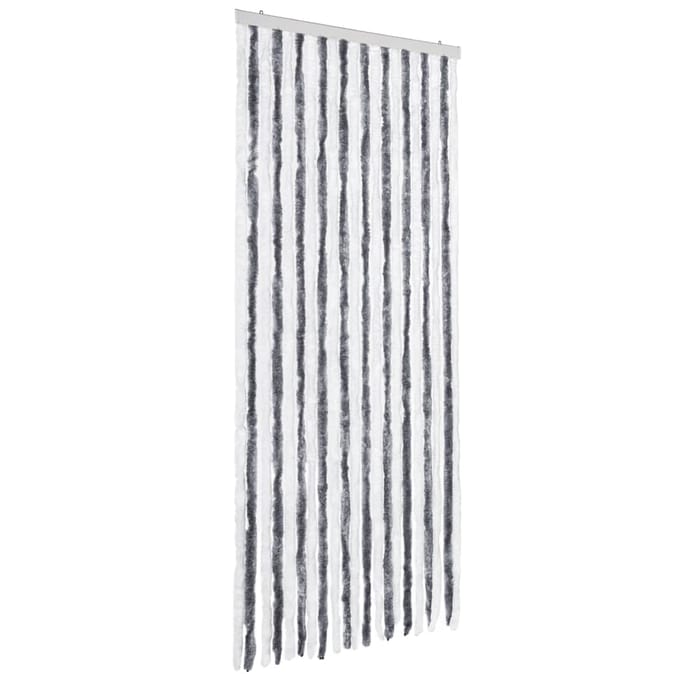 vidaXL - Vliegengordijn - 90x200 - cm - chenille - grijs - en - wit