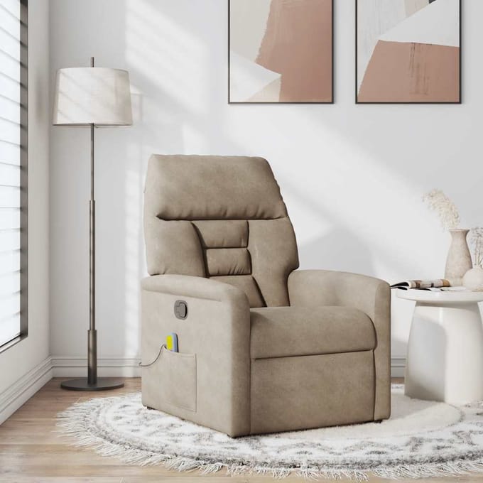vidaXL - Massagestoel - microvezelstof - taupe