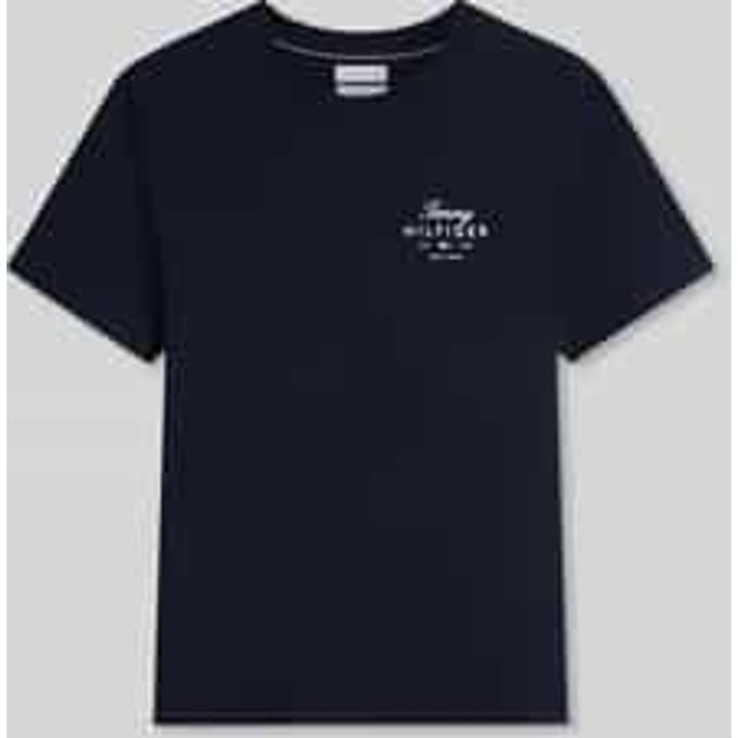 Tommy Hilfiger Script Stack Regular Desert Sky Size: S | Basic T-Shirts Outlet | Heren | Blauw
