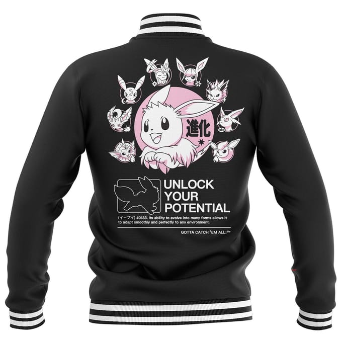 Pokémon Circle Of Eevee Evolutions Varsity Jacket - Black/Black - M