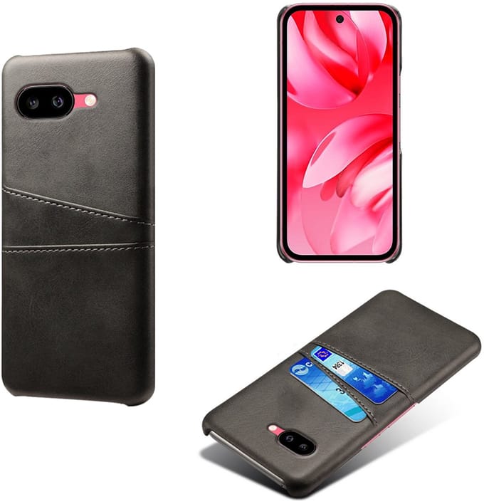 Back Cover met Opbergvakjes + Glas Screenprotector voor Google Pixel 9a _ Zwart
