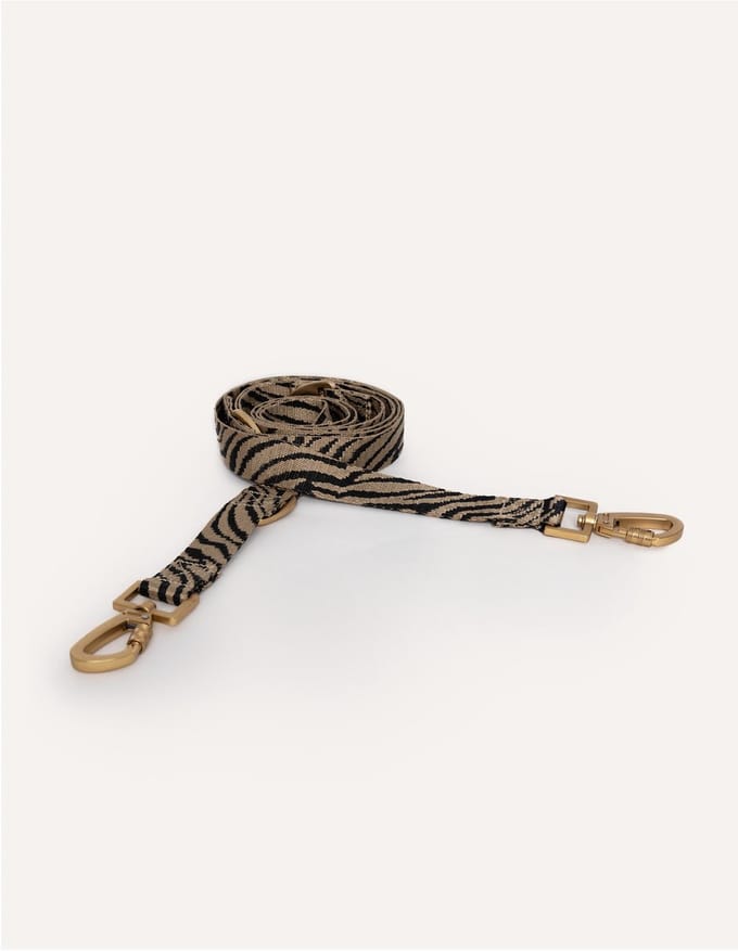 Dogguo Zebra Leash - Hondenriem - 250x2.5 cm Beige Zwart M
