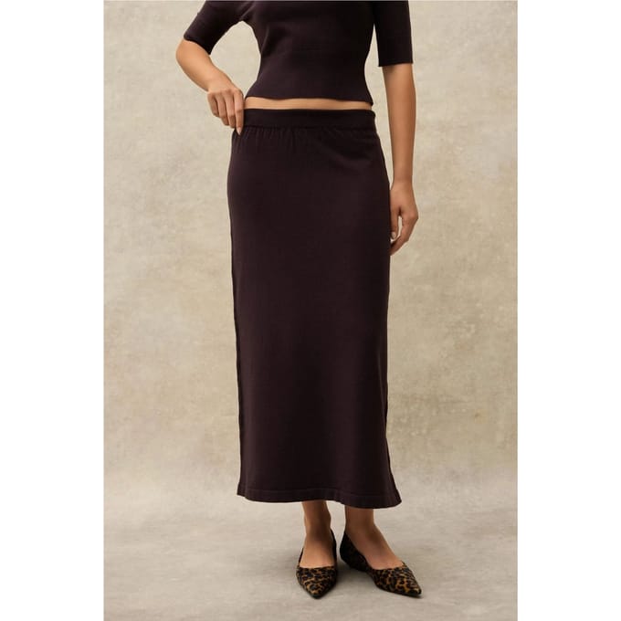 Zachte Textuur Gebreide Midi Rok