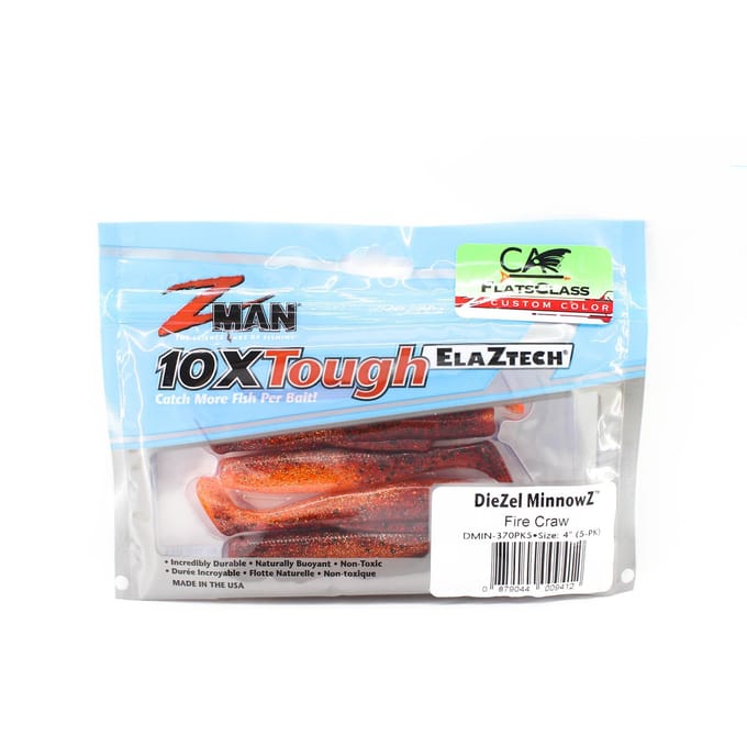 Zman zacht kunstaas Diezel MinnowZ 4 Inch 5/Pack Fire Craw (9412)