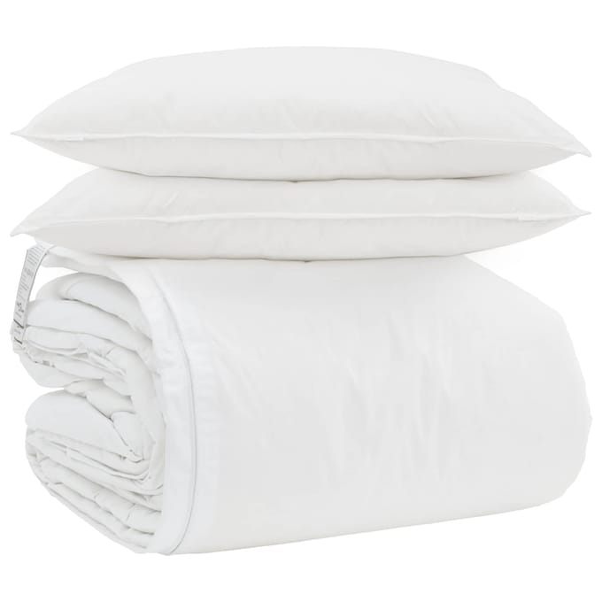 vidaXL - Deken - Set - met - kussen - 3 - st - Wit - Donsveer