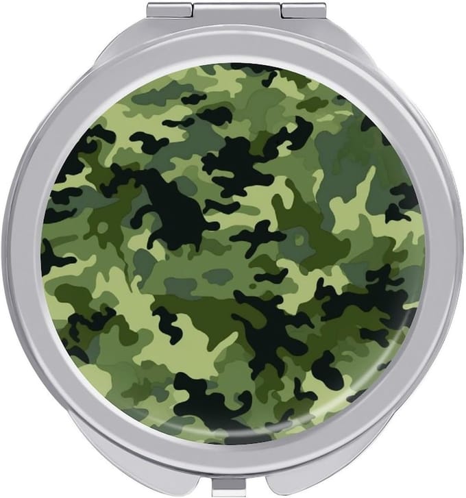 Make-up Spiegel - Compacte Spiegel - Voor Onderweg - Groene Print - 15 x 9.5 cm - Zilver