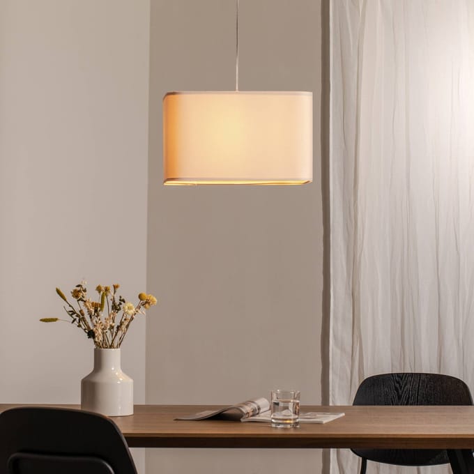 Maco Design Kwadro hanglamp, wit, 40 x 40 cm, velours stof