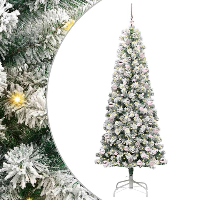 vidaXL - Kunstmatige - Hinged - Kerstboom - 300 - LED's - Groen - en - Wit - 240 - cm