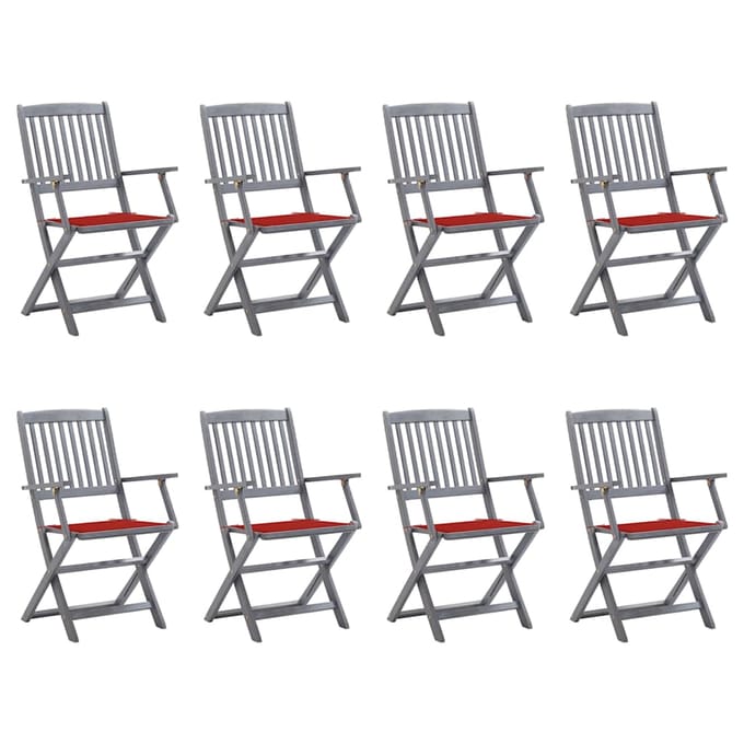 vidaXL - Inklapbare - stoelen - 8 - st - met - kussens - massief - acaciahout