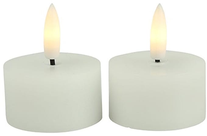 Countryfield LED theelichtjes/waxinelichtjes - 2x st - wit - D4 x H5,2 cm - met timer