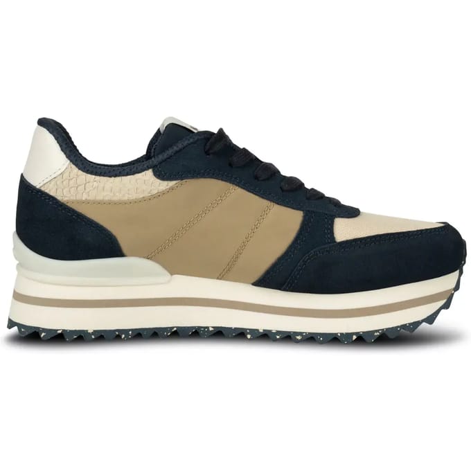 Woden Ronja Plateau Navy Multi Maat: 39 | Sneakers Outlet | Dames | Beige