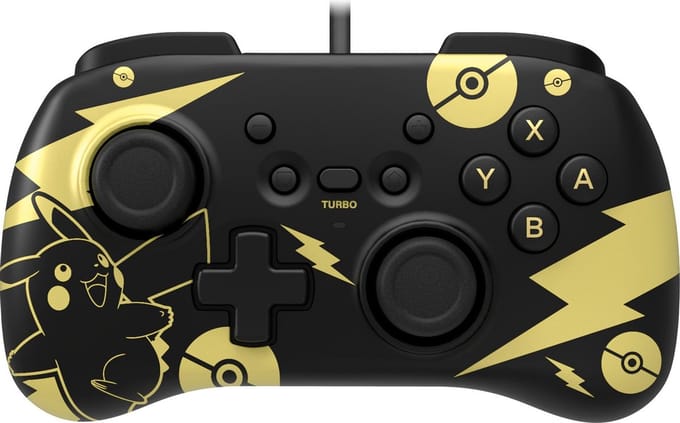 Hori Wired Mini Nintendo Switch Pikachu Controller - Officieel Gelicenseerd - Zwart/Goud