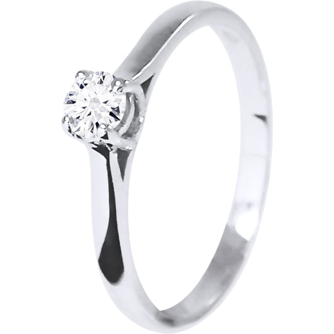 Solitaire Diamond 0,20 Cts 4 Claws White Gold 18 Karaat