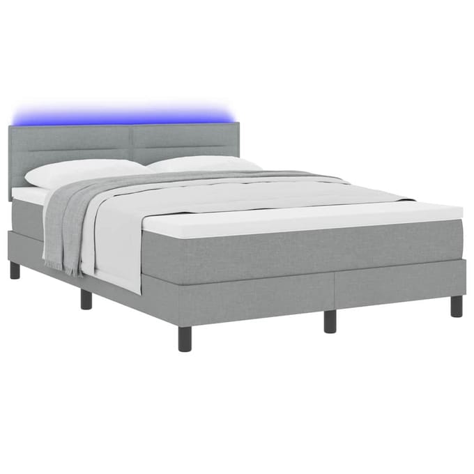 vidaXL - Boxspring - bed - met - kussen - Lichtgrijs - 140 - x - 200 - cm - Stof