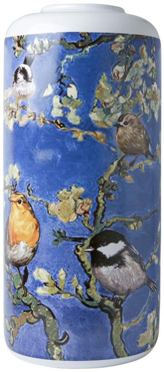 Heinen Delfts Blauw - Cilindervaas Vogels van Van Gogh - Keramiek - 31 cm