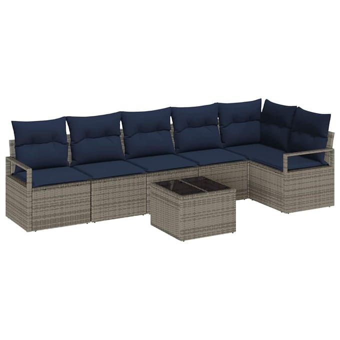 vidaXL Bankstel 7 st Grijs poly rattan