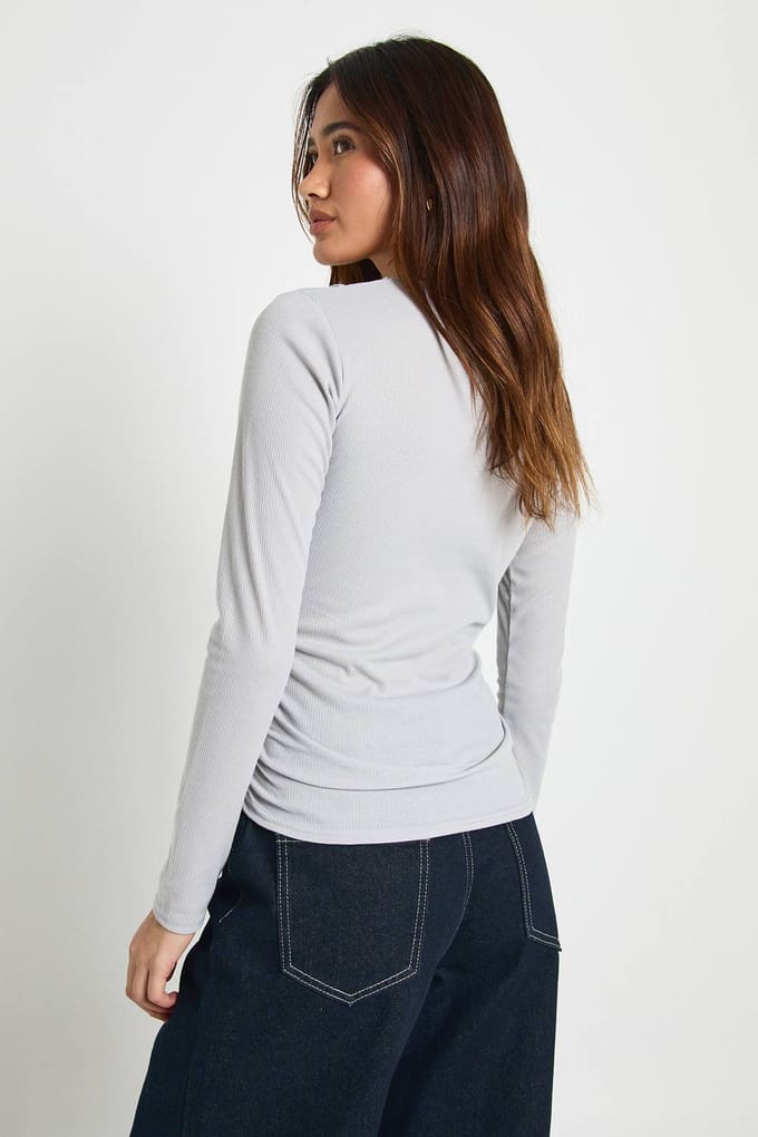 boohoo Dames Vest Dubbele Laag Lange Mouw Top | Ice Blue | Maat: 8